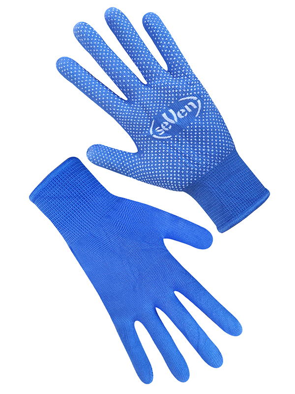 Рукавички синтетичні сині з ПВХ крапкою SEVEN 69057